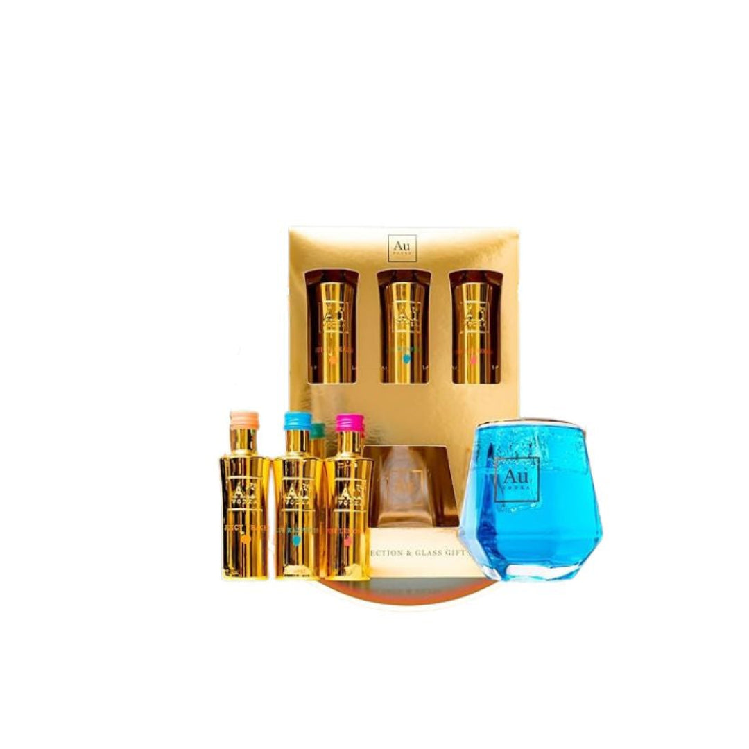 AU Gift Set Blue Raspberry, Peach and Lemonade with Glass